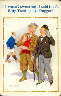 Comic postcard, Deaf man misunderstands Date: 20th century Comic postcard, Deaf man misunderstands Date: 20th century