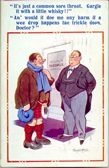 Comic postcard, Doctor and Scottish patient Date: 20th century Comic postcard, Doctor and Scottish patient Date: 20th century