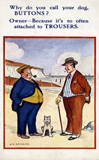 Gents Gallery: Comic Postcard - Dog called Buttons