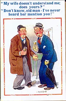 Comic postcard, Two drunkards in a pub Comic postcard, Two drunkards in a pub