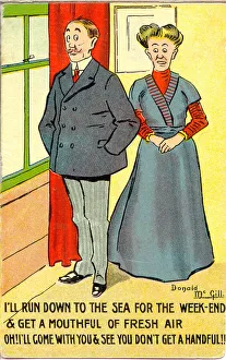 Comic postcard, Going to the seaside Date: 20th century Comic postcard, Going to the seaside Date: 20th century
