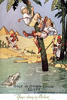 Alligator Gallery: Comic postcard, Golf in other lands, Egypt
