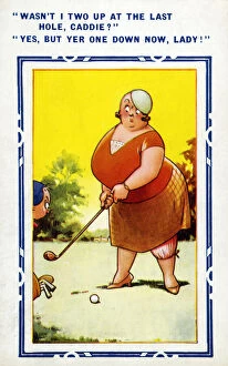 Comic Postcard - Golfing Humour - One Down