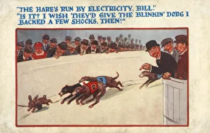 Comic Postcard - Greyhound Racing - The hares run by electricity, Bill Is it Comic Postcard - Greyhound Racing - The hares run by electricity, Bill Is it