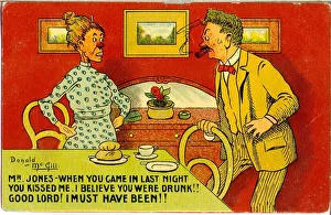 Comic postcard, Lodger and landlady Date: 20th century Comic postcard, Lodger and landlady Date: 20th century