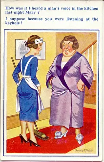 Comic postcard, Maid and mistress Date: 20th century Comic postcard, Maid and mistress Date: 20th century
