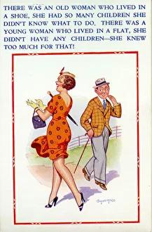 Comic postcard, Man attracted to pretty woman Date: 20th century Comic postcard, Man attracted to pretty woman Date: 20th century