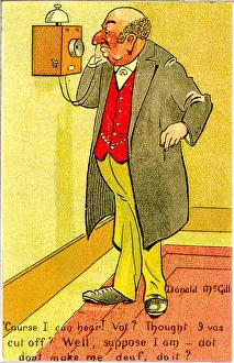Comic postcard, Man on the telephone Comic postcard, Man on the telephone
