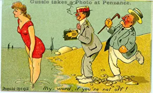 Comic postcard, Two men and a woman at the seaside Comic postcard, Two men and a woman at the seaside