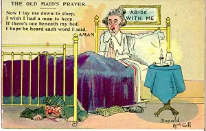 Comic postcard, The Old Maid's Prayer Date: 20th century Comic postcard, The Old Maid's Prayer Date: 20th century