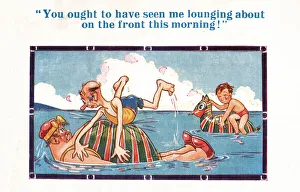 Inflatable Gallery: Comic postcard, People in the sea Date: 20th century