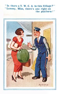 Comic postcard, Pretty young woman seeks YWCA Comic postcard, Pretty young woman seeks YWCA