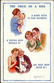 Comic postcard, The Price of a Kiss Date: 20th century Comic postcard, The Price of a Kiss Date: 20th century