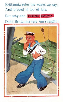 Comic postcard, Sailor in the British Royal Navy, WW2