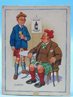 Comic postcard, Two Scotsmen drinking in a pub Comic postcard, Two Scotsmen drinking in a pub