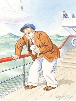 Comic postcard, Sea sickness on board ship