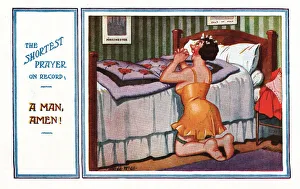 Comic postcard, The shortest prayer on record Comic postcard, The shortest prayer on record