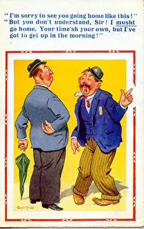 Comic postcard, Vicar and drunken man Date: 20th century Comic postcard, Vicar and drunken man Date: 20th century