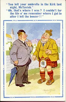 Comic postcard, Vicar and Scotsman Date: 20th century Comic postcard, Vicar and Scotsman Date: 20th century