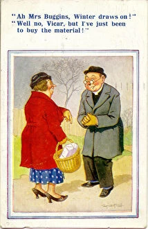 Parcel Gallery: Comic postcard, Vicar and woman in the street