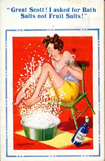 Comic postcard, Woman with wrong kind of salts Date: 20th century Comic postcard, Woman with wrong kind of salts Date: 20th century