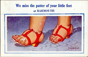 Patter Gallery: Comic postcard, Womans plump feet in sandals