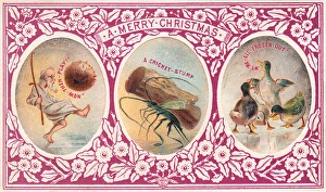 Three comic scenes on a Christmas card Three comic scenes on a Christmas card