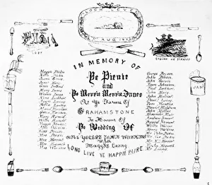 Commemorative card, picnic to celebrate a wedding Commemorative card, picnic to celebrate a wedding