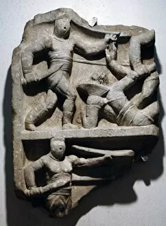 Images Dated 20th March 2009: Commemorative relief of an unknown gladiators ventures, por
