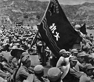 Communist China - soldiers with flag Communist China - soldiers with flag
