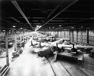 Consolidated B-24 Liberator final assembly line at Ford Consolidated B-24 Liberator final assembly line at Ford