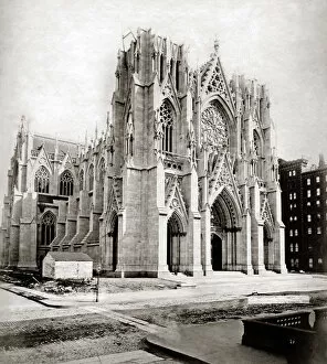 Patricks Gallery: Construction of St Patricks Cathedral New York, 1880s