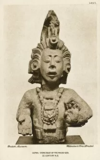 Honduran Gallery: Copan, Honduras - A Stone bust of the Maize God
