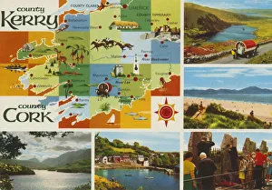 Cork and Kerry Map, Multi-View, Republic of Ireland Cork and Kerry Map, Multi-View, Republic of Ireland