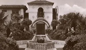 Kensington High Street History Prints: A corner of the Spanish gardens at Derry and Toms, c. 1940s