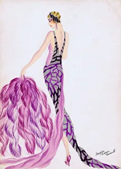 Costume design by Bergere Oscar Perrault For sale as Framed Prints
