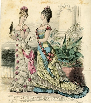 Costume plate, two women in evening dress Costume plate, two women in evening dress
