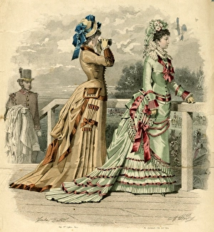 Costume plate, two women out walking Costume plate, two women out walking