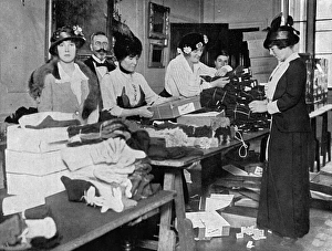 Countess Zia and Nada Torby packing mittens for troops, WW1 Countess Zia and Nada Torby packing mittens for troops, WW1