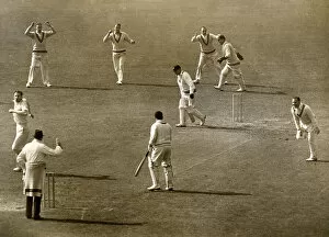 Fallen Collection: County Cricket Match in 1939 - a wicket for Gover of Surrey