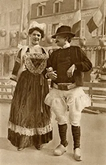 Couple in traditional costume, Brittany, Northern France Couple in traditional costume, Brittany, Northern France