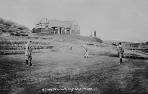Criccieth Golf Club House, with people playing Criccieth Golf Club House, with people playing