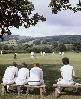Cricket match in progress, Hawkshead, Cumbria Cricket match in progress, Hawkshead, Cumbria