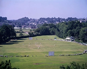 Cricket match in progress, Torquay, Devon Cricket match in progress, Torquay, Devon