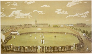 <b class=qtipBold><figcaption>Cricket in Sydney, Auz</figcaption></b><br>'The old days of merry cricket club matches' at the Hyde Park Ground, Sydney, Australia.<br><em>© Mary Evans Picture Library</em> Cricket in Sydney, Auz
