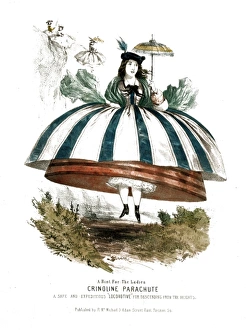 <b class=qtipBold><figcaption>Crinoline Parachute</figcaption></b><br>A Crinoline Parachute. Date: 1802<br><em>© The Royal Aeronautical Society (National Aerospace Library)/Mary Evans Picture Library</em> Crinoline Parachute