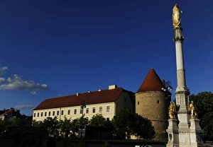 Croatia. Zagreb. Kaptol Square and Holy Marys column with a Croatia. Zagreb. Kaptol Square and Holy Marys column with a