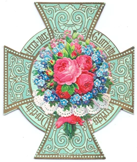 Cross-shaped Christmas card with flowers Cross-shaped Christmas card with flowers