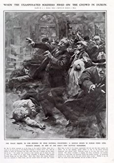 Bachelors Gallery: Crowd in Dublin being fired upon without orders by men of the Kings Own Scottish