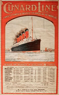 Cabin Gallery: Cunard Line Transatlantic Steamer Timetable poster